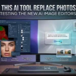 Blog banner comparing Photoshop with new AI image editors featuring a creative workstation and the title Can This AI Tool Replace Photoshop Testing the New AI Image Editors